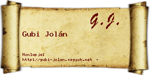 Gubi Jolán névjegykártya